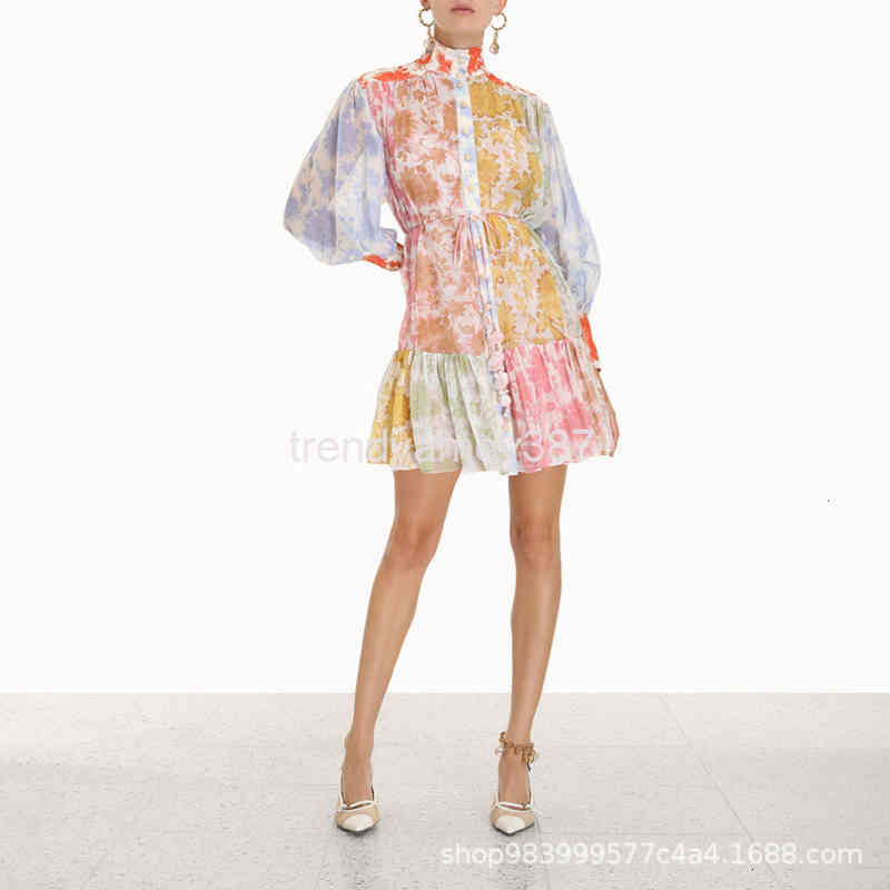 Zim Casual Australian Dresses brand celebrity temperament Z family printed single breasted dress Shenzhen Nanyou-image-771783492