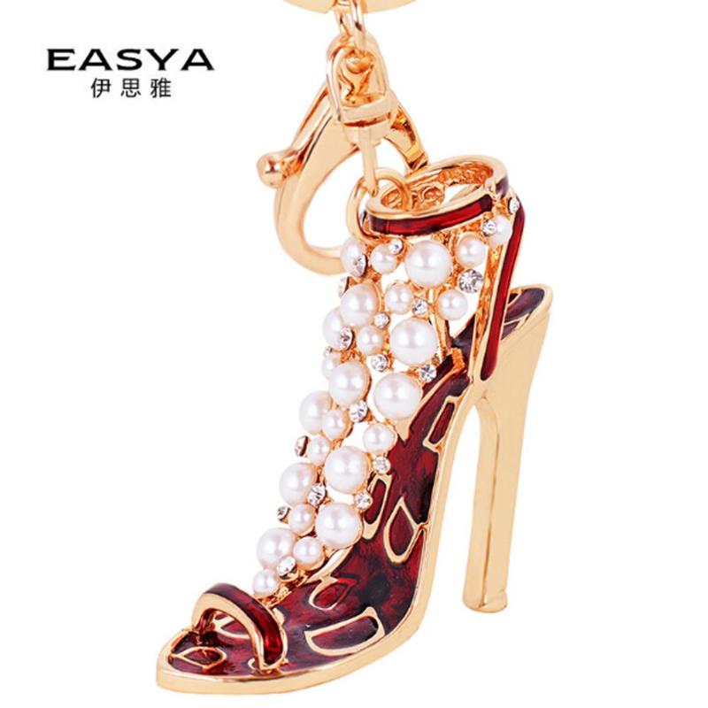 

Keychains Shining Rhinestone Crystal High Heels Shoes Keychain Women Lovely Meter Alloy Handbag Car Chains Holder Key Ring GiftKeychains