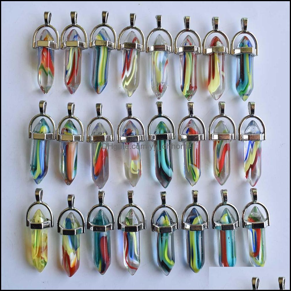 

Charms Fashion Colored Glass Flower Hexagonal Column Beads Pillar Point Charm Handmade Pendant For Jewelry Pendants Necklace Yydhhome Dhkz7