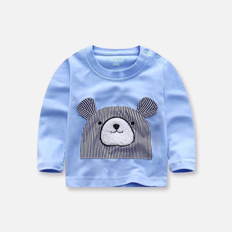 

T-shirts Children's T-shirt Boys Spring And Autumn Long-sleeved Cartoon Bottoming Shirt Baby Tops Girls Pure Cotton Casual TideT-shirts, T1342orange