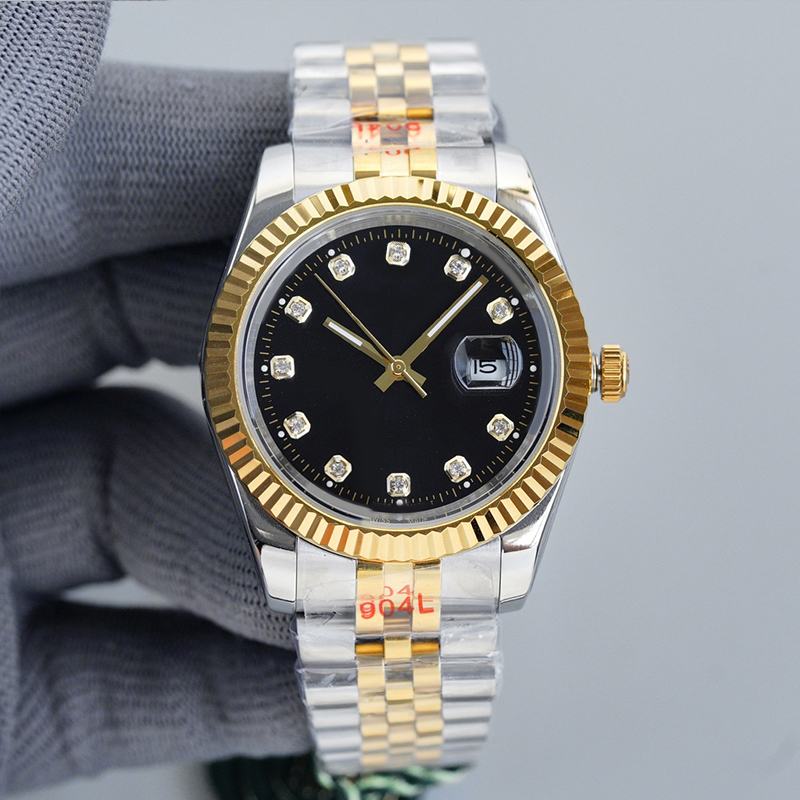

41mm 36mm wristwatch couple Watches men's automatic machinery fashion women's 904L stainless steel strap with Diamond black Dial ST9 folding buckle waterproof gift