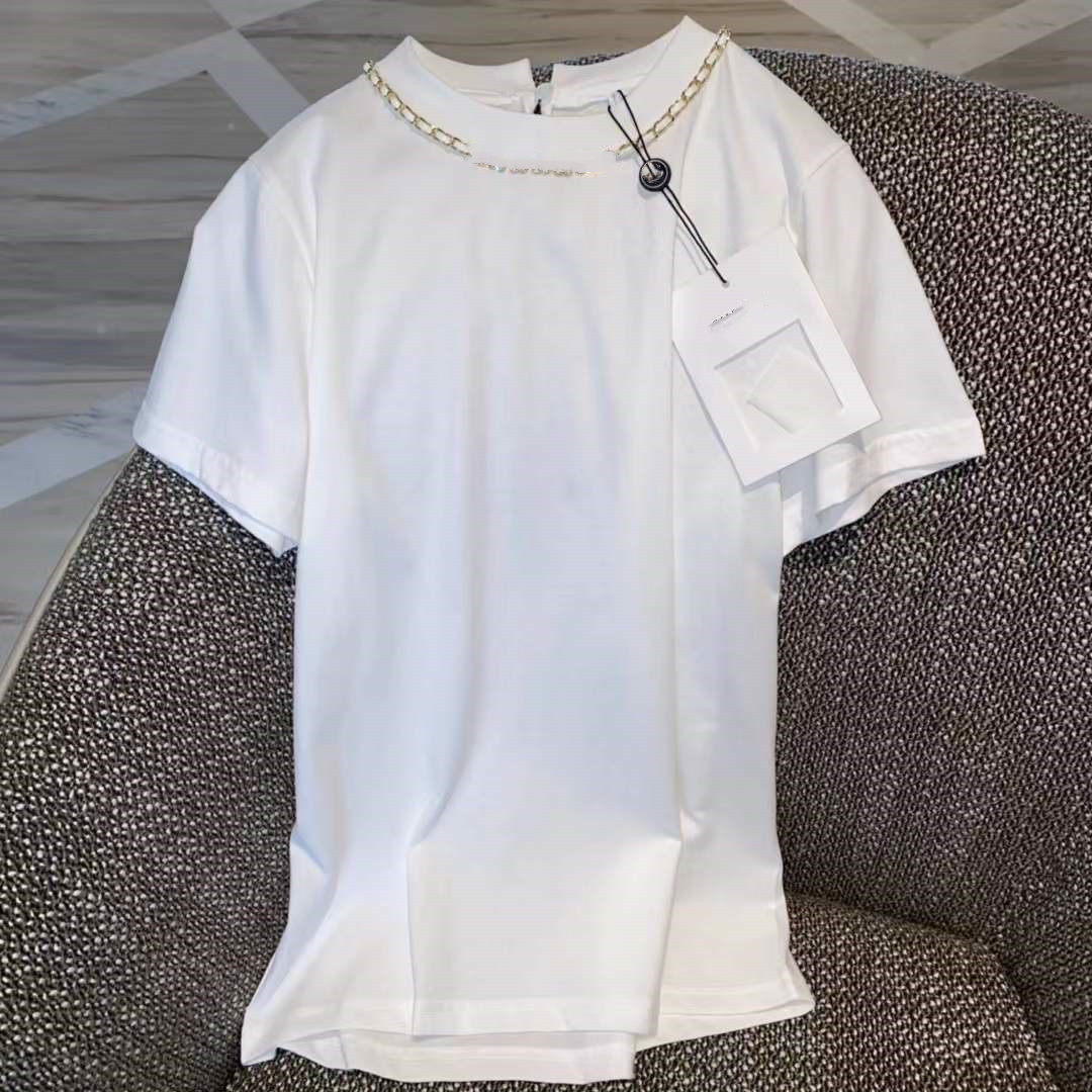 

Milan Runway Tops 2022 Summer Autumn O Neck Short Sleeve Print Designer Tees Brand Same Style T-Shirt 0616-30, White