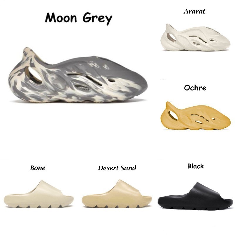 

Slides Slippers Desert Sand Summer Brown Flat Mens Women Glow Green Beach Resin Slide Sandal Graffiti Bone Rubber MXT Moon Gray Mineral Blue Glow Green Designer S13, Shau