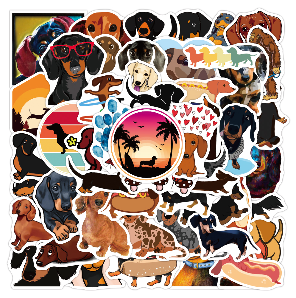 50Pcs Cartoon Dachshund Dog Animals Cute Graffiti Stickers For Water Bottle Notebook Phone Case Kawaii Diy Kids Toys Laptop Luggage Skateboard De-image-759950236