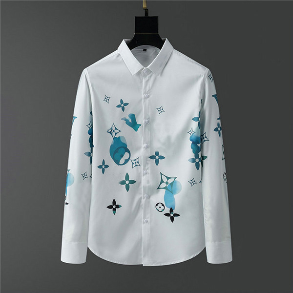 

Summer Designer Shirt Men Long Sleeve Casual Floral Print Shirt Fashion Lapel Button Slim Fit Business M-3XL, Whatsapp