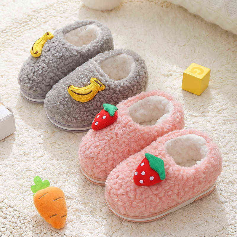 

Furry Slippers Indoor Kids Home Shoes for Boys and Girls Children's Cotton Slippers Non-slip Soft Plush Baby Toddler Shoes Flats L220716, Gray