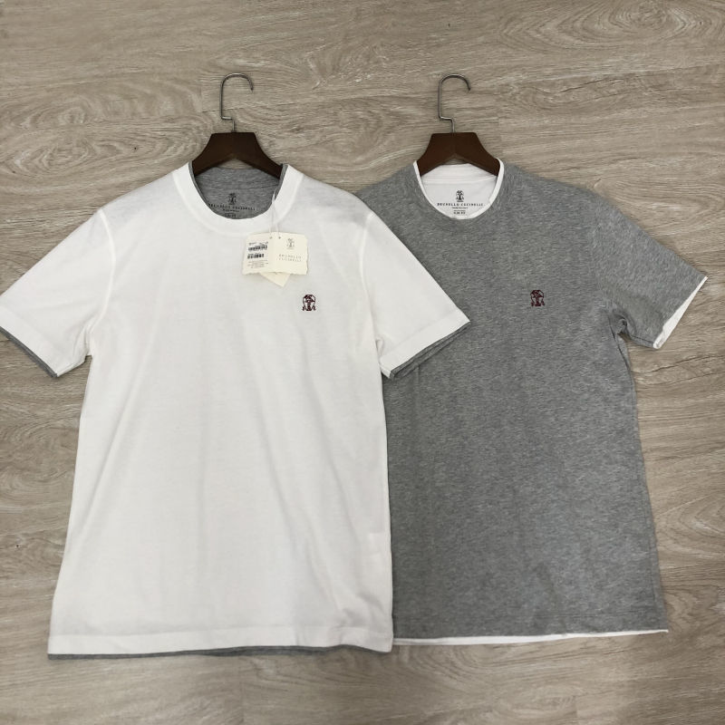 

Mens T Shirts Brunello Cucinelli Round Neck Cotton Short Sleeve Shirts, White