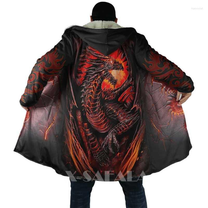 

Men' Wool & Blends Native Dragon Animal Purple Dark All Over 3D Printed Thick Warm Hooded Cloak For Men Windproof Fleece Unisex Casual-6 Fr, D119