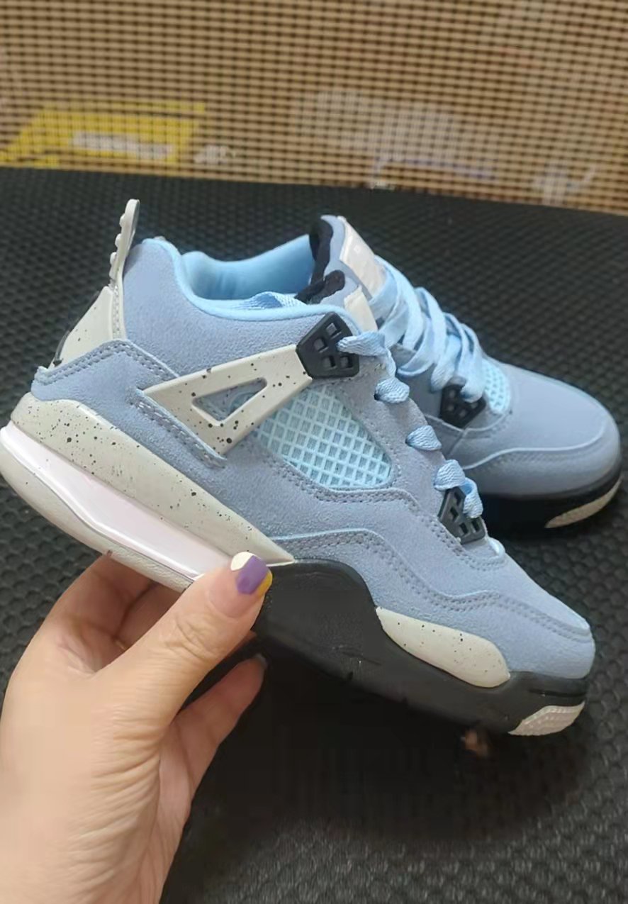 

Kids 4 4s University Blue UNC Basketball shoes BQ7669-400 Boys Girls Preschool Sneaker Size 11C-3Y 28-35, #1