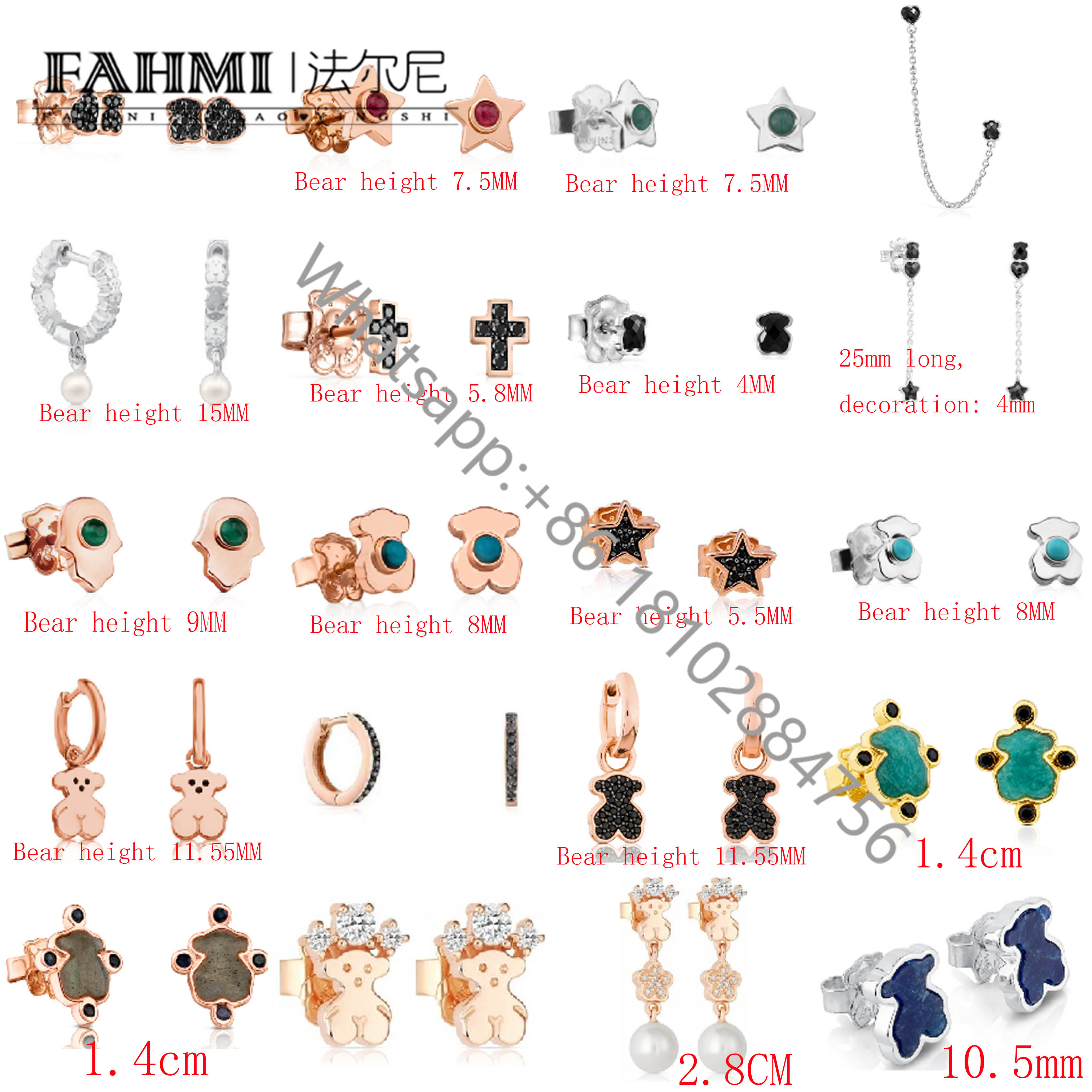 

Fahmi 2022 new 925 sterling silver bear earring Fashion vitality charm gorgeous lady Earring wear earring factory direct sales of high quality jewelry