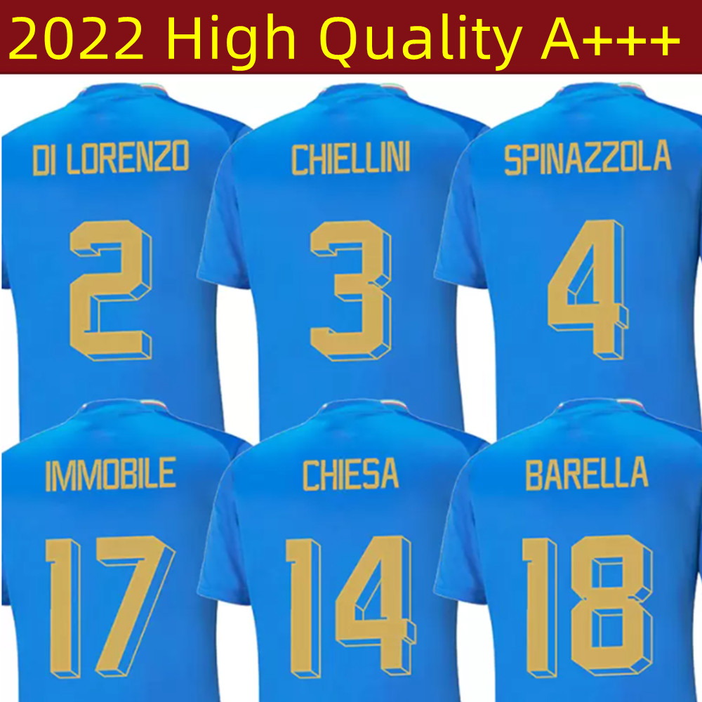 

22/23 Italia CHIESA Soccer Jerseys 2022 home ItalyS INSIGNE JORGINHO BELOTTI VERRATTI Shirt BONUCCI BARELLA IMMOBILE Away Football uniform