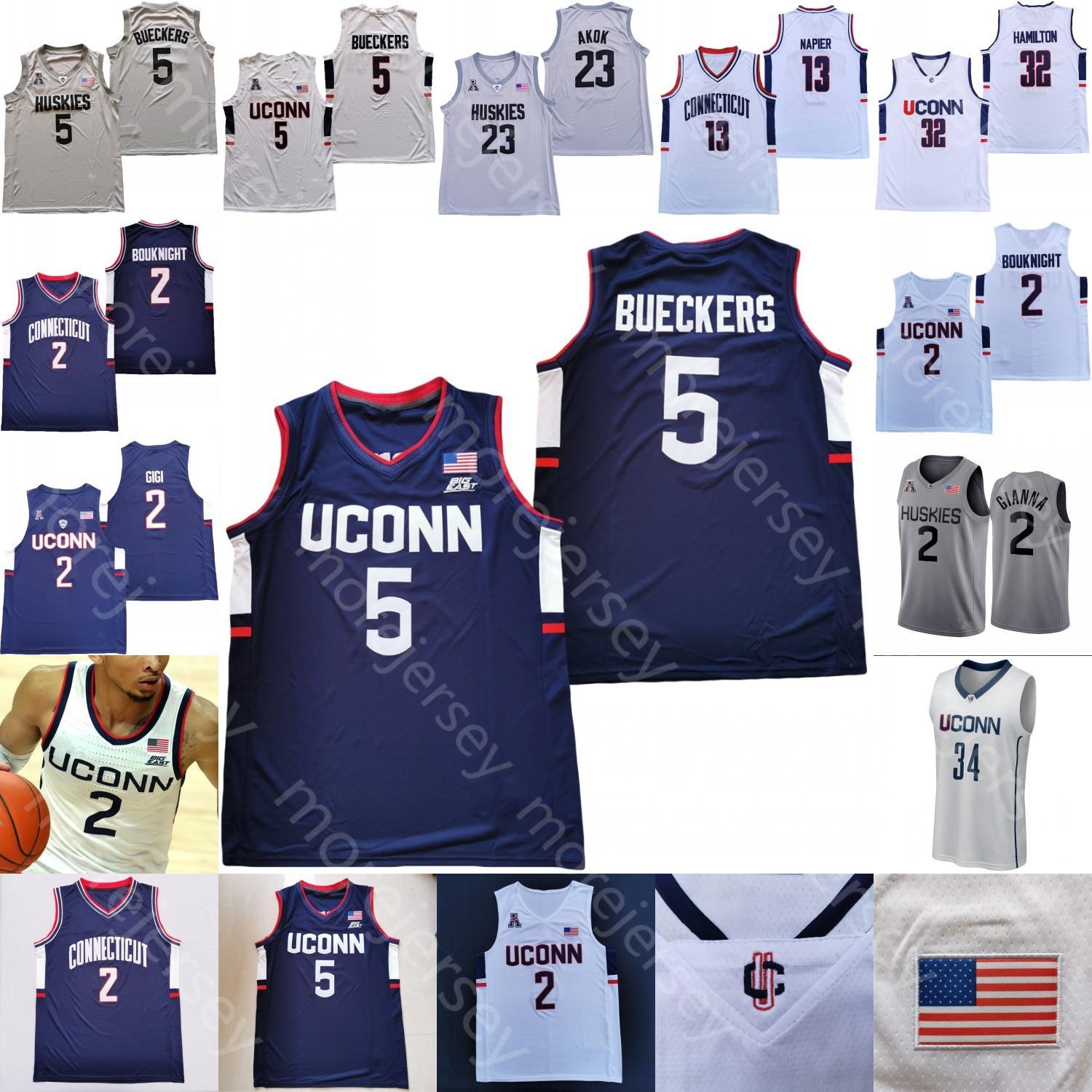 

Connecticut UConn Huskies Basketball Jersey NCAA College Paige Bueckers Tyler Polley Andre Jackson Adama Sanogo Jalen Gaffney''nba''Jerseys, White iii