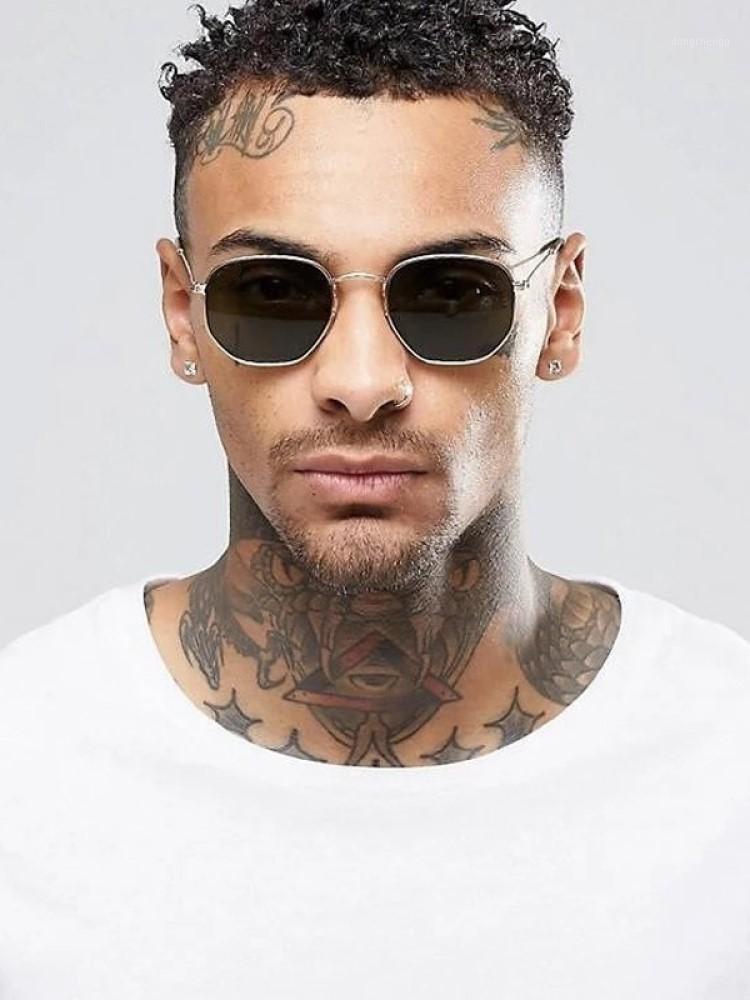 

Sunglasses 2022 Hexagon Men Brand Designer Small Square Sunglases Metal Frame Driving Fishing Glasses Lentes De Sol Hombre UV400