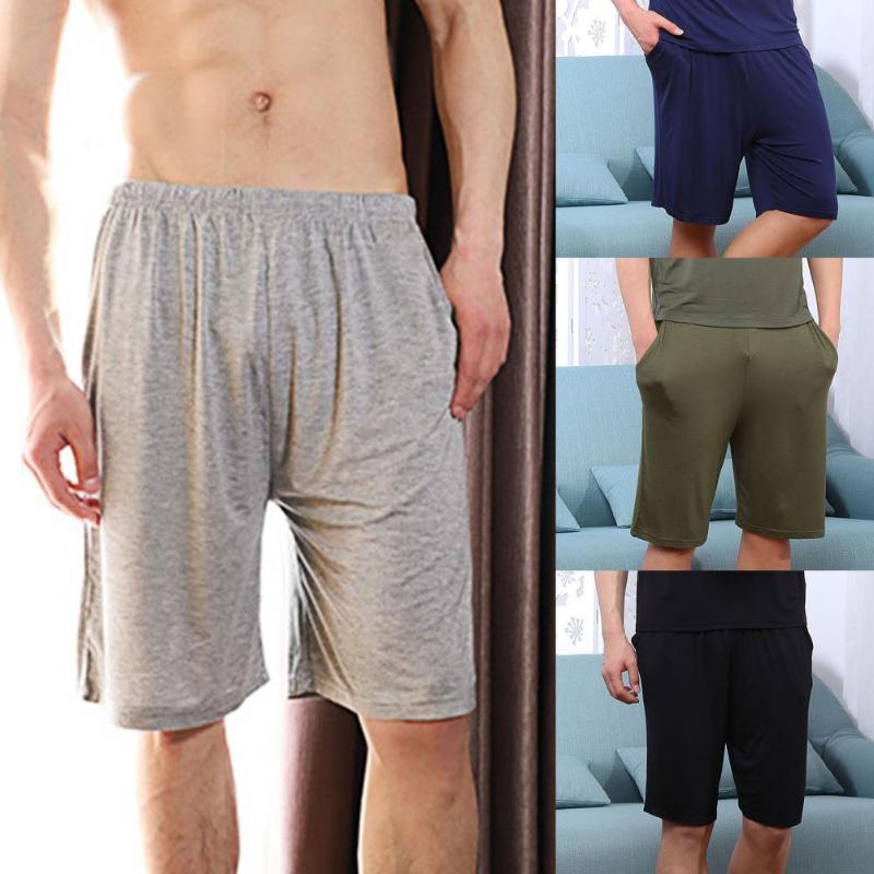 

Men's Shorts Men Loose Breathable Modal Pajama Bottom For Sleeping Daily Wear Short PantsMen's, Navy blue