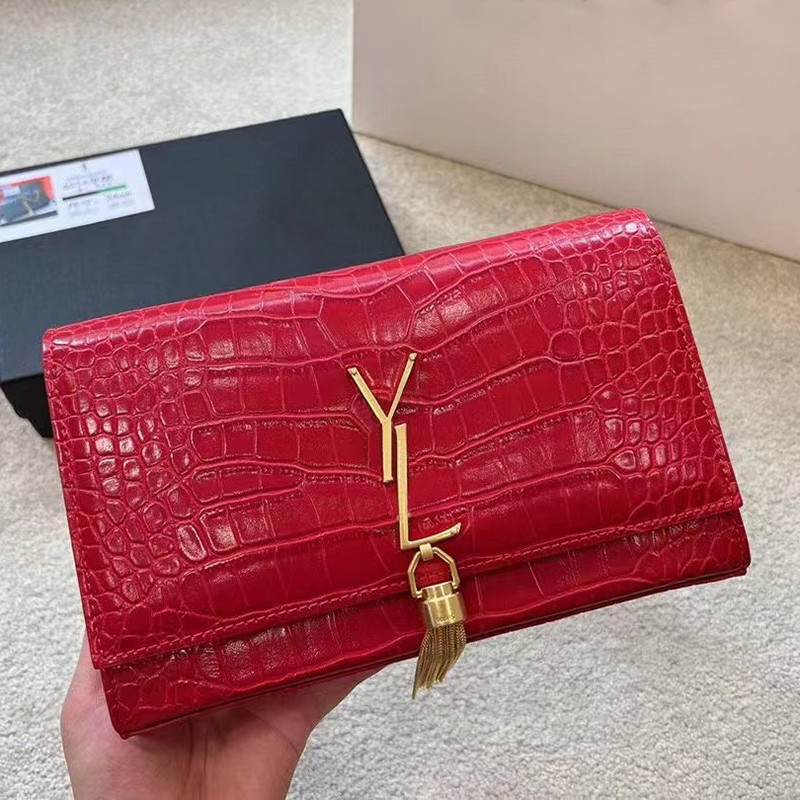 

Top quality women's handbag shoulder bag luxury designer leather crocodile pattern chain bags