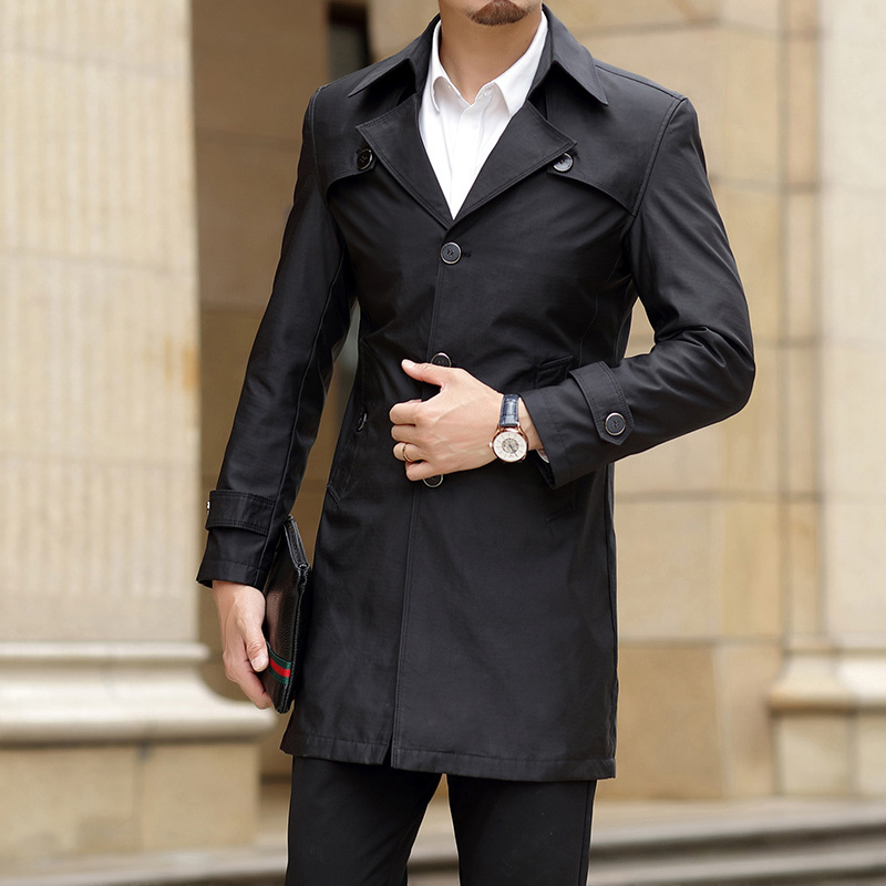 

Men's Trench Coats Thoshine Brand Spring Autumn Men Long Trench Coats Superior Quality Buttons Male Fashion Outwear Jackets Smart Casual Plus Size 220826, 8905 navy blue