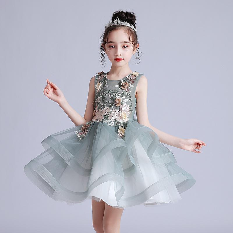

Girl's Dresses Girls Princess 2022 Kids Sleeveless Mesh Flowers Dress Children Clothing For Girl Wedding Costume 3 5 7 8 10 12Years, Red;yellow