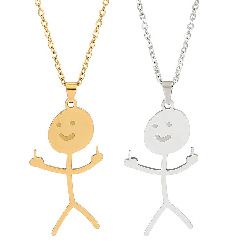 

Pendant Necklaces Funny Doodle Figure Enchanting Drawing Rock'n Roll Clavicle Chain JewelryPendant