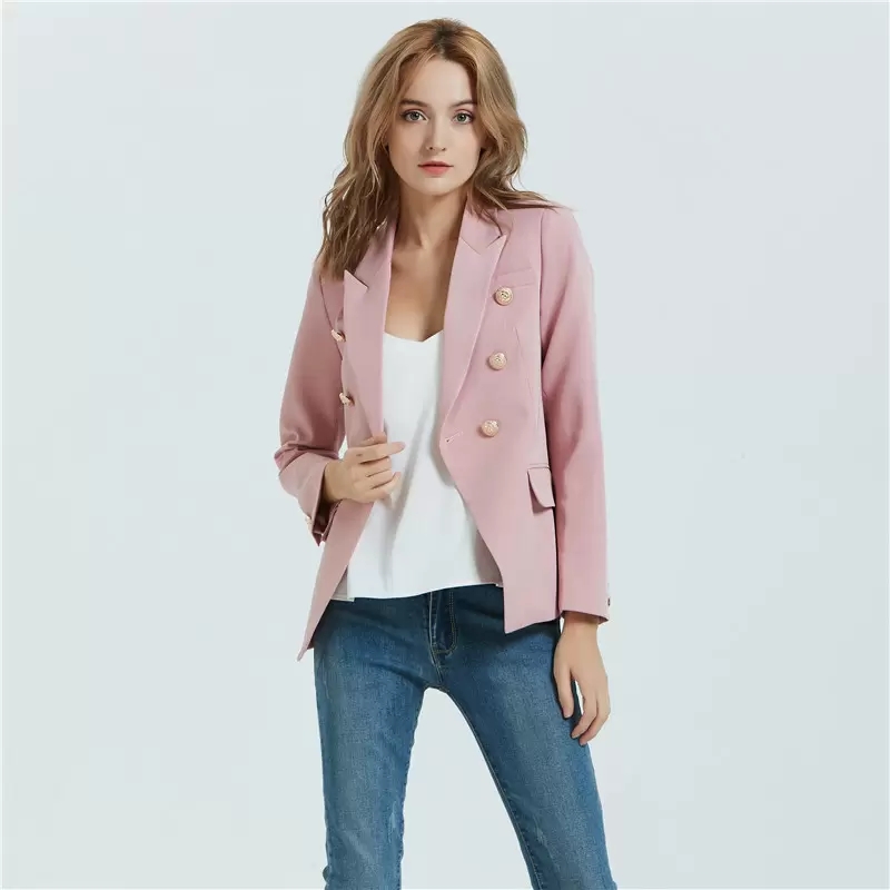 

B204 Womens Suits & Blazers Tide Brand High-Quality Retro Fashion designer Presbyopic Maze Series Suit Jacket Lion Double-Breasted Slim Plus Size Women's Clothing, Pink