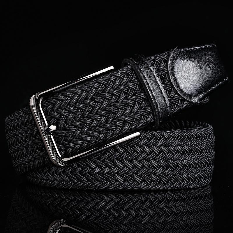 

Belts Canvas Belt Casual Men's Free Punch Pin Buckle Lengthened Design 2022 Trend Fashion Elastic Woven Pants BeltBelts, Black