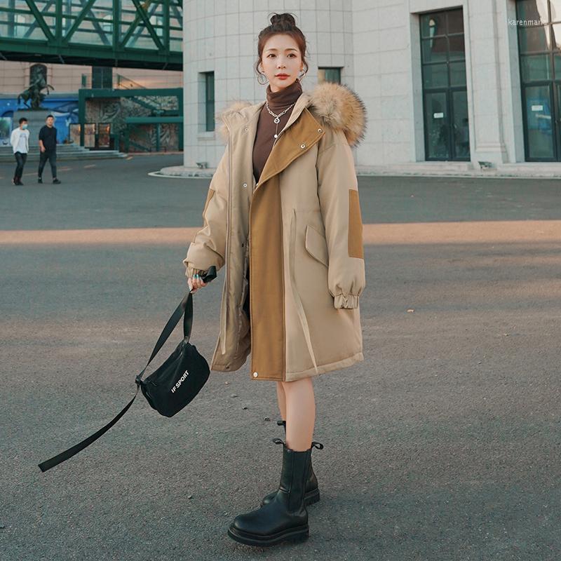 

Women' Down & Parkas Winter Jacket Women Hooded Fur Collar Jackets For 2022 Cotton Female Midi Loose Clothes Casaco Feminino HLY206 Kare22, Green