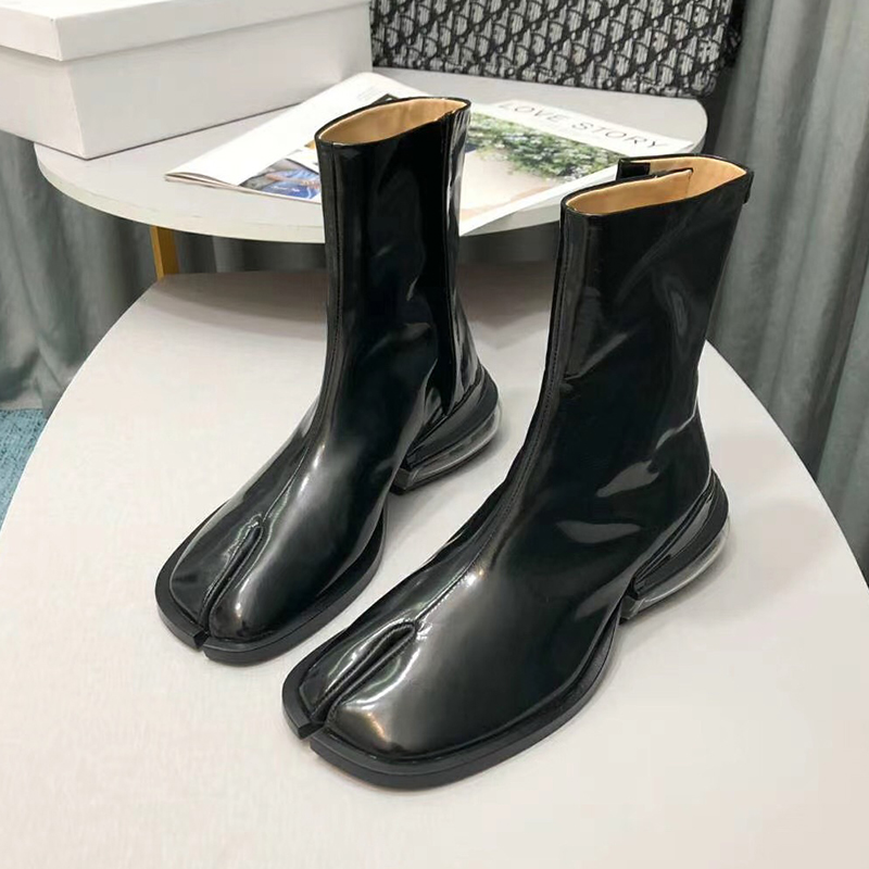 

Horseshoe Split Toe Women Boots Tabi Cute Woman Fashion Boot Mid Heel Women's Party Shoes EU Size 35-42, White paint