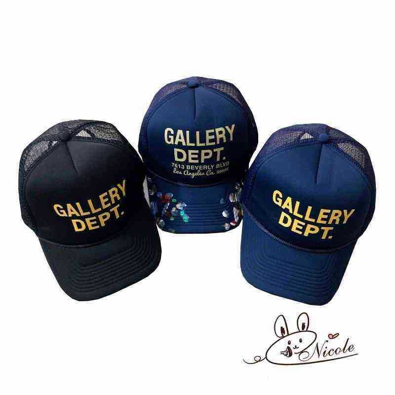 

Balencaigass Designer Ball Caps Gallerydept Gary Hand Painted Splash Mesh Truck Casual Letter Curved Brim and Women's Duck Tongue Jggy, Deep blue