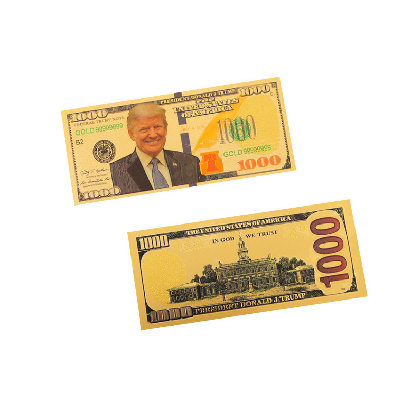 

Donald Trump 1000 Banknote 45th President of American Gold Foil US Dollar Bill Set Fake Money, Customize