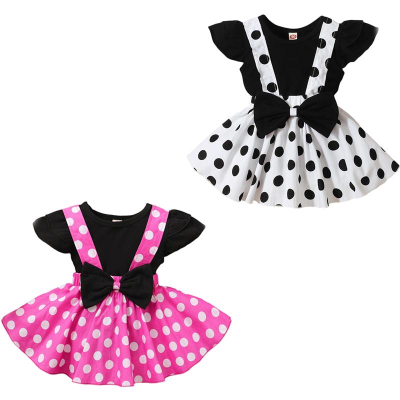 

Clothing Sets Pudcoco 1-5Y 2Pcs Summer Baby Girls Clothes Ruffles Sleeve Solid T-Shirts Tops Polka Dot Overalls Ball Gown Suspender Dress, White
