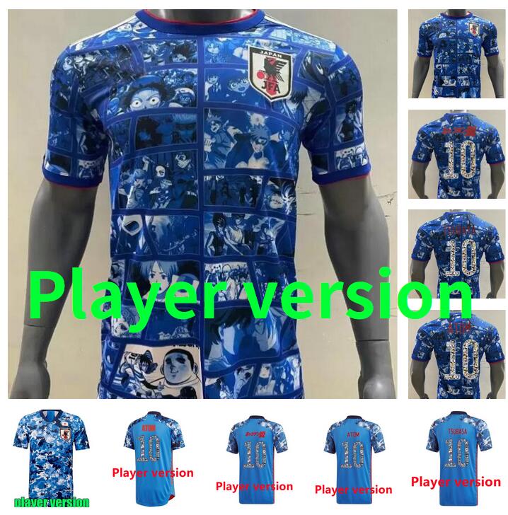 

Player Version Japan 20 21 22 Soccer Jerseys 2021 2022 Cartoon Captain NAKAJIMA MINAMINO KAGAWA SHIBASAKI TSUBASA ATOM Home Japanese Football Shirt maillot