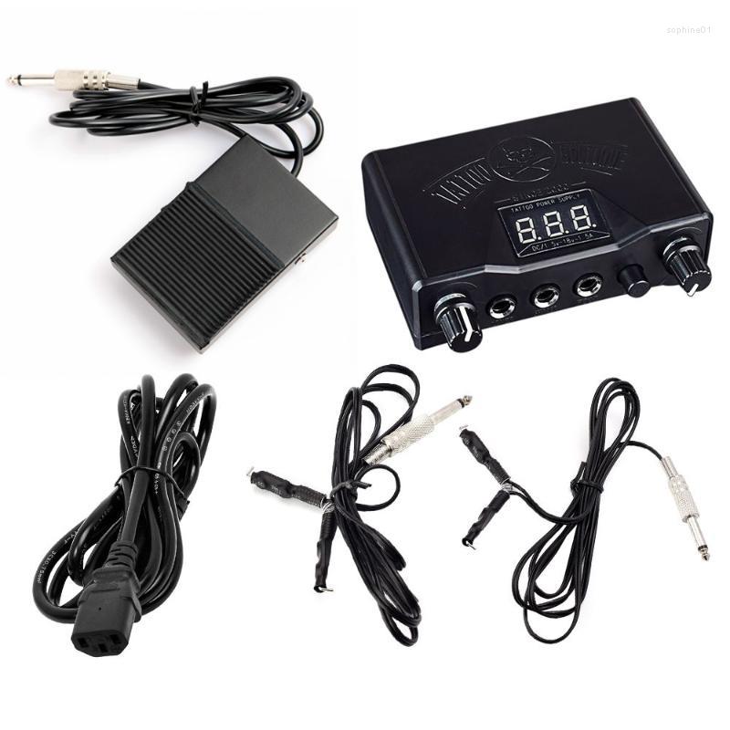 

Tattoo Guns Kits Professional 1pcs Black Stable Power Supply Digital LCD Machine Foot Pedal Switch Clip Cords With Euro/UK/US Plug