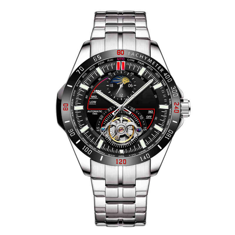 

huiya06 Tourbillon Watch Gold and Silver Fashion Men's Watch Crystal Clock Luxury Dress Quartz