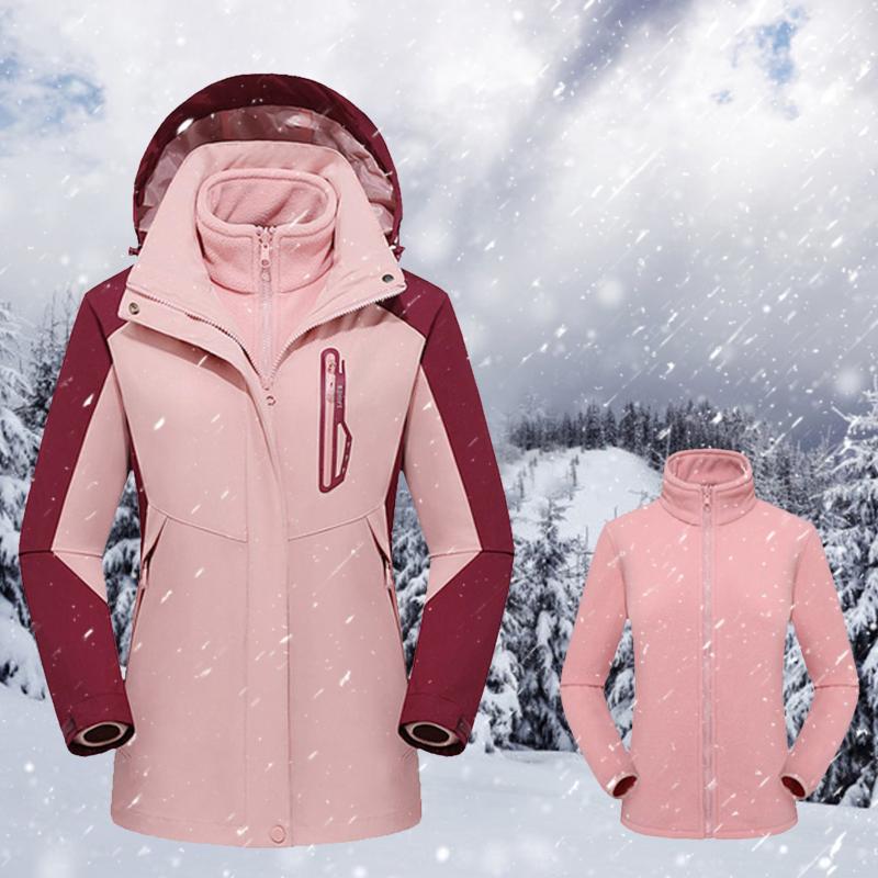 

Women's Jackets Zip Up Jacket Women's Warm Detachable Coat Windproof H Thickened Hooded Sweater Submachine Coats For WomenWomen's, Hot pink