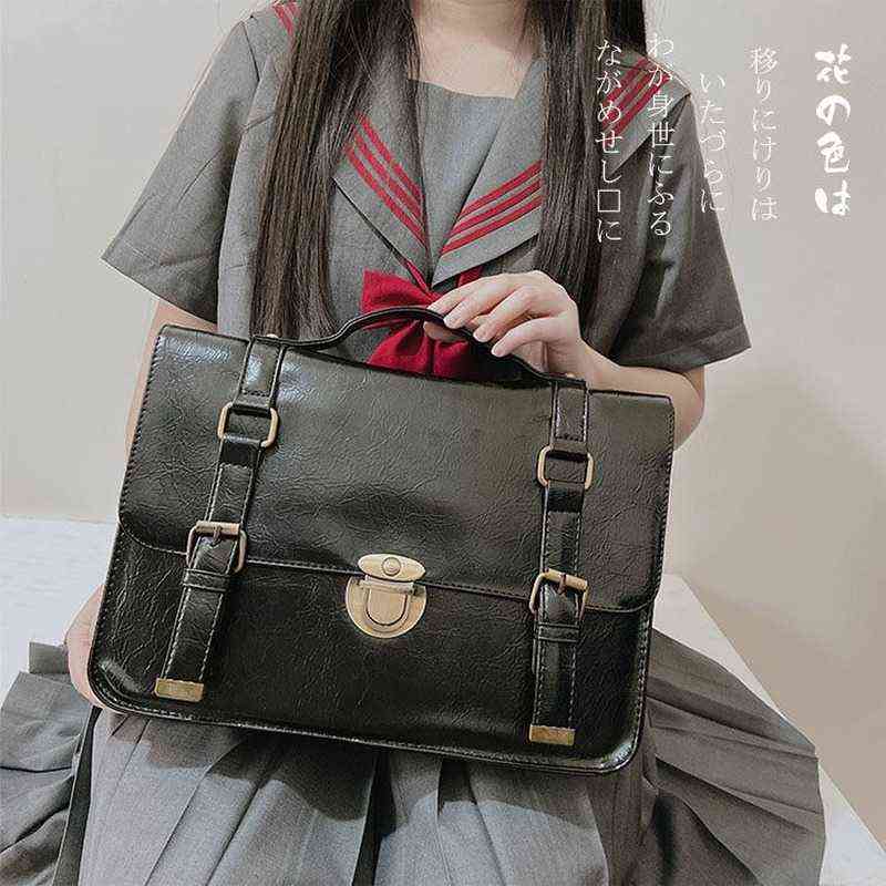 

Evening Bags Xiuya Japanese Preppy Style Jk Uniform Shoulder School Women Pu Leather Large Briefcase Tote Handbag for Girls Backpack 220608, Black2