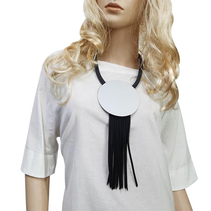 

Pendant Necklaces YD&YDBZ Black Leather Rope Gig Round Match Chain Necklace For Women Vintage Punk Style Rubber Tassel Short Jewelry Nec