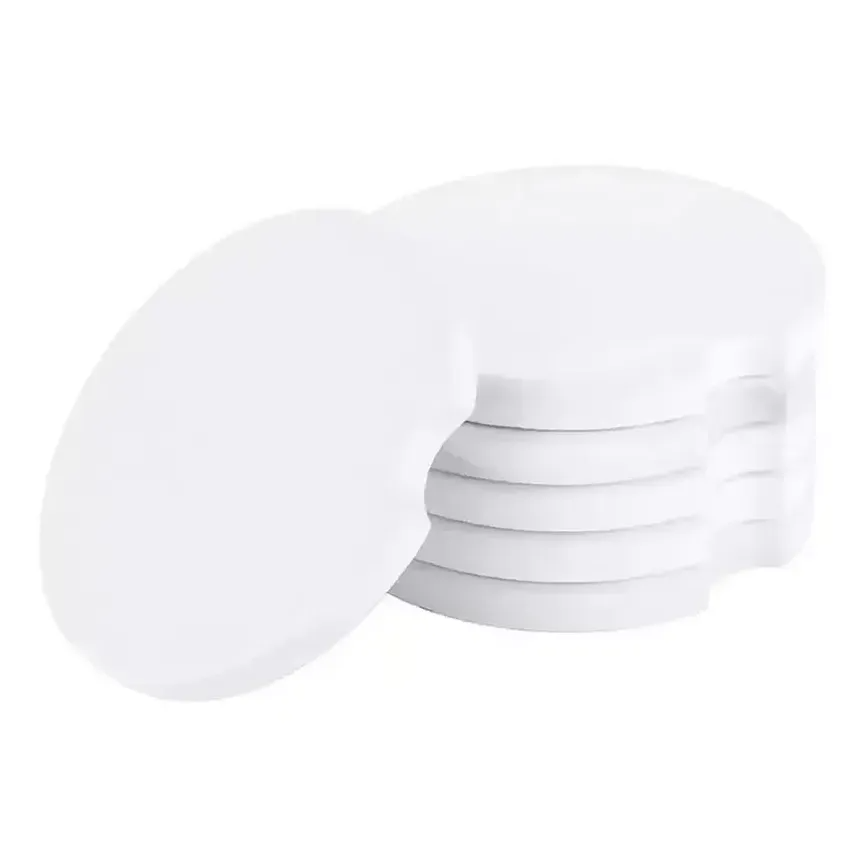 

Sublimation Ceramic Car Coaster Cups Mat Pad Blank White absorb Water Cup Coasters With Finger Notch For Home Decor sxjun12