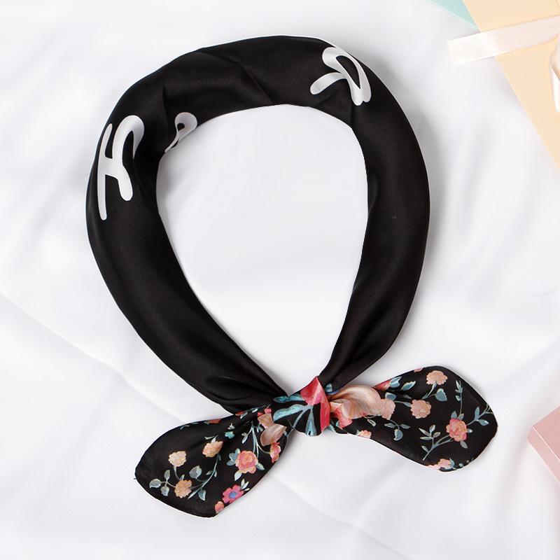 

Scarves 70x70 Ring Beautiful Multipurpose Women Silk Twill Scarf Satin Square Tie Hairband Ladies Foulard Femme Towel Bufanda ShawlScarves