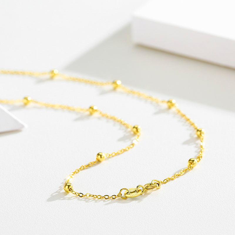 

Chains 35cm-90cm 925 Sterling Silver Gold Color Cross Beaded Chain Choker Necklaces Women Girls Jewelry Kolye Collares Collane Ketting