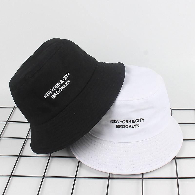 

Berets Cotton Letter Embroidery Bucket Hat Fisherman Folding Cap Outdoor Travel Sun Hats For Men And Women 24Berets, White