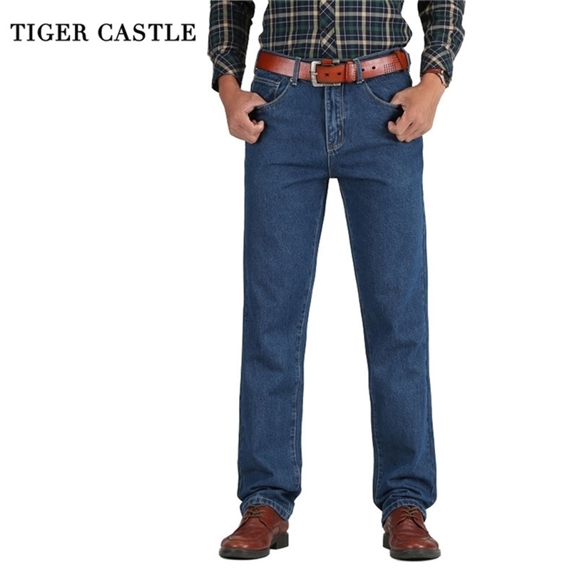 

Men Cotton Straight Classic Jeans Spring Autumn Male Denim Pants Overalls Designer Men Jeans High Quality Size 28-46 201128, Blue