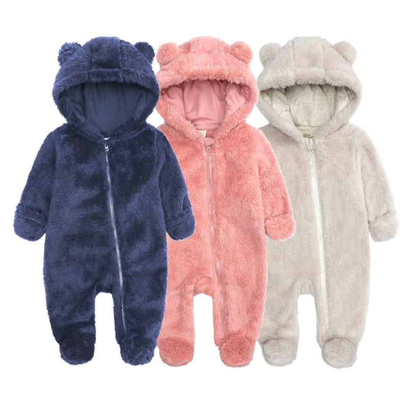 

Jumpsuits Autumn Winter Infant Boys Girls Flannel Hooded Rompers Baby Clothes Long Sleeve Born Thicken RompersJumpsuits, Hy2864 navy blue