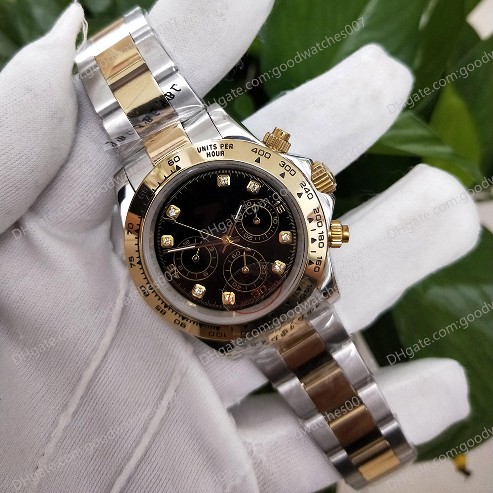 

Highquality Asian Watch 2813 Automata Man WristWatch No timer 116503 40mm luxury black diamond dial stainless steel gold watch with sapphire glass watches watchs