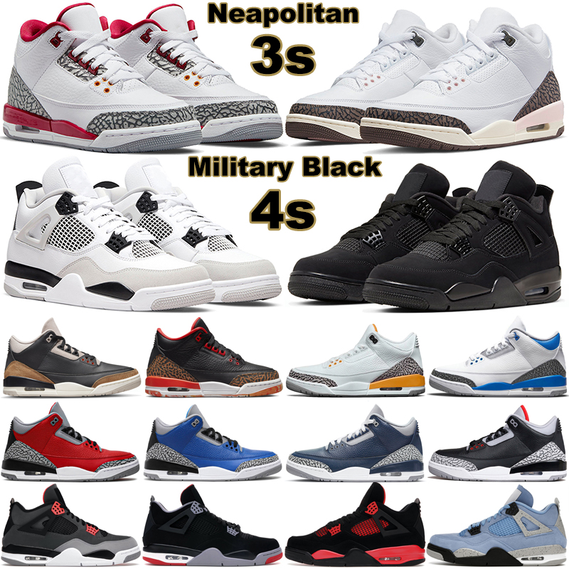 

2022 3 Men Basketball Shoes 3s Neapolitan Cardinal Red Thunder Muslin Fragment 4 4s Military Black Cat White Oreo Mens Women Trainers, 10