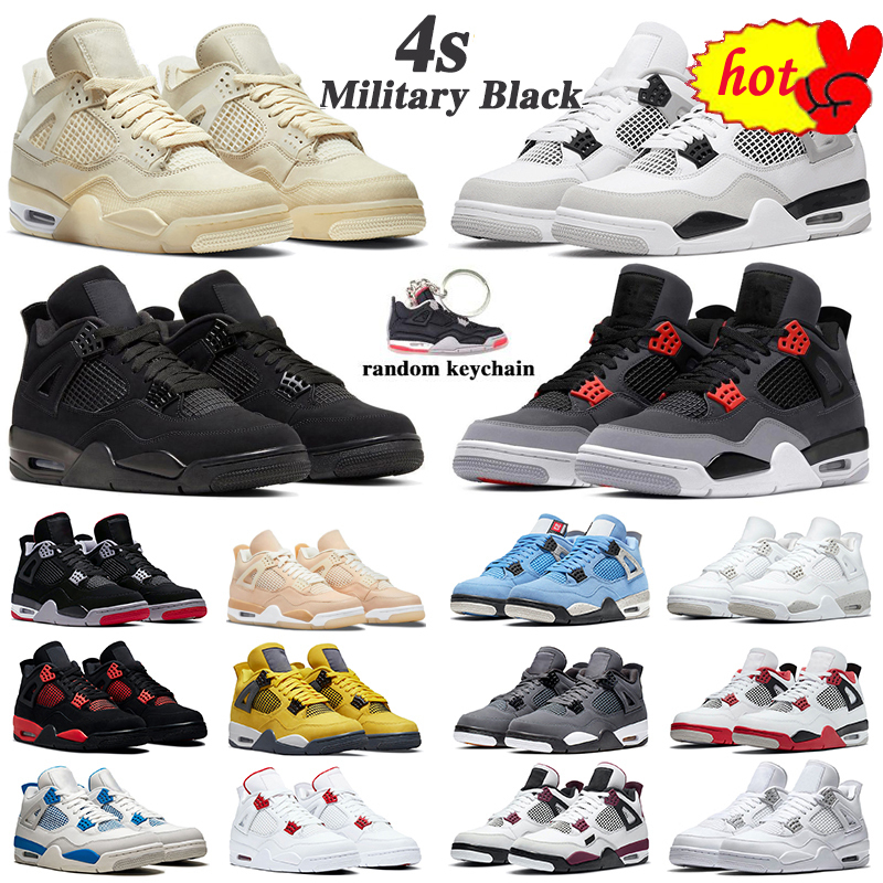 

4s Infrared Basketball Shoes Women Men Jorden Retro4 Military Black Cat White Oreo Red Thunder Sail University Blue Patent Bred Grey Mens, (14)