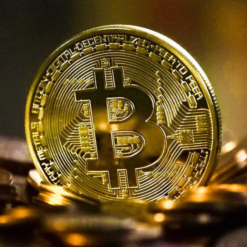 

Gold plated bitcoin coin collectible art collection commemorative physical gift casascius bit btc antique metal imitation
