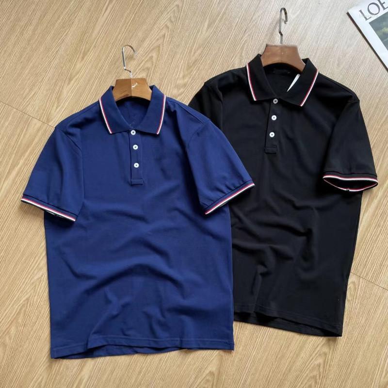 

Men's T-Shirts Spring/summer Men's Turn-down Collar Pure Cotton Causal Short Sleeve T-shirt Classic Simplicity -2XL 4Colors Male TopsMe, Black