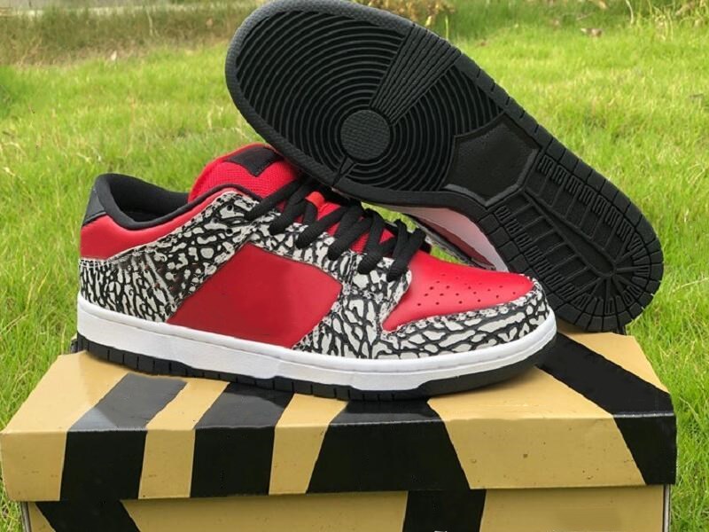 

Shoes Special Edition Low Pro Premium Skateboard Designer Fire Red Cement Grey Black Chaussures Trainers High Quality