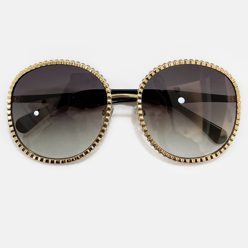 

2022 New Round Alloy Gold Pinion Frame Sunglasses Female Retro Style Eyewear UV400 Protection Fashion in Summer