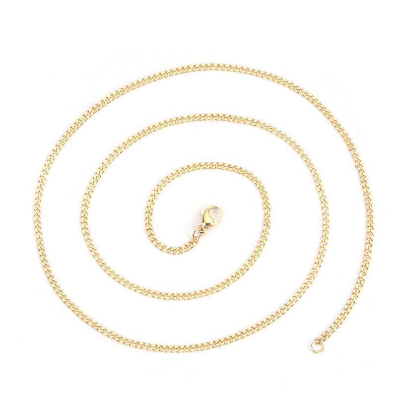 

Chains 1 PC 60cm Fashion Stainless Steel Link Curb Chain Necklace Gold & Rose For Women Men On The Neck Collar Jewelry