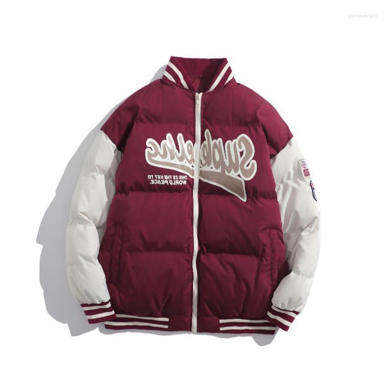 

Men's Down & Parkas Winter Streetwear Men Women Print Basketball Jacket Vintage Fashion Letter Warm Thick Couple Coat Male Guin22, Blue